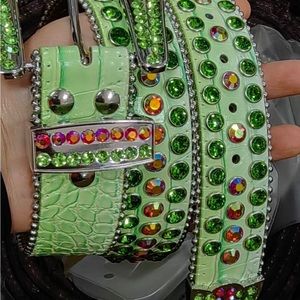 Genuine Leather Swarovski Crystal Studded Belt